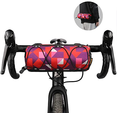 Rhinowalk Fahrrad Lenkertasche Vordertasche Fahrradtasche Aufbewahrungstasche mit Schultergurt für Rennrad Mountainbike Radfahren Reisen (Camouflage rot)