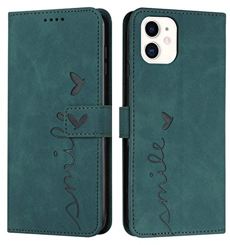 VEEMOS Klapphülle für Apple iPhone 11 Hülle Klappbar Handyhülle mit Kartenfach Ständer Schutzhülle Handy Tasche Leder Flip Book Case Cover Handytasche - Türkis