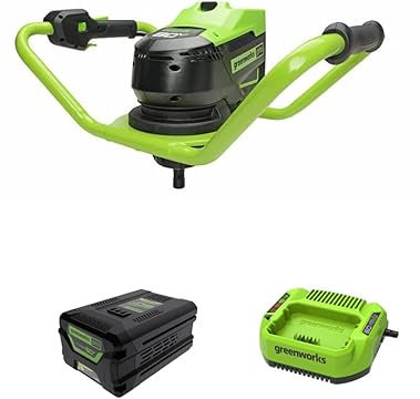 Greenworks Taladro inalámbrico de 60 V sin escobillas (equivalente de gas de 58 cc) con batería de 4 Ah y cargador de 2 A, motor sin escobillas, bits disponibles por separado