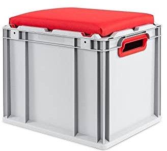 PROREGAL Eurobox NextGen Seat Box Rot | HxBxT 36,5x30x40cm | 30 Liter | Griffe offen | Eurobehälter, Sitzbox, Transportbox, Transportbehälter, Stapelbehälter