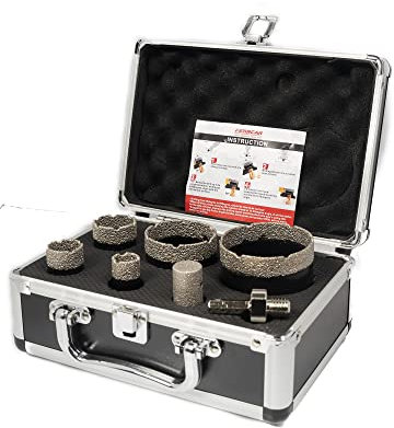 Juego de brocas de corona de diamante Ferrcan para perforar porcelana, granito,ladrillo, marmol etc (7 piezas)