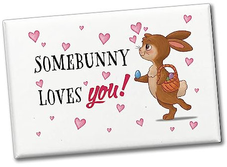 Somebunny Loves You Souvenir Souvenir Magnet mit süßem Osterhasen als Dekoration für den Kühlschrank für die Osterzeit und deinen Schatz für Liebhaber von Ostereiern zum