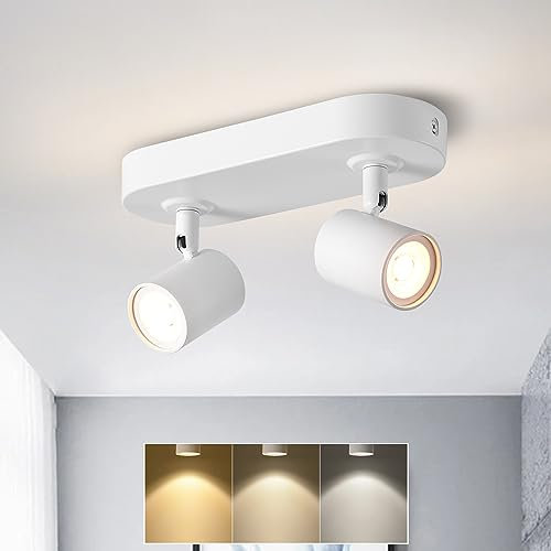ANWIO LED Deckenstrahler 2 Flammig Dimmbar - Schwenkbar Strahler Deckenleuchte GU10 - Weiß Deckenlampe Strahler - Modern Wandstrahler Spotlight Lampe Innen Wohnzimmer (EUCS-LG11A)