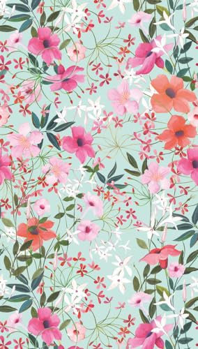 Livingwalls Non-Woven Wallpaper Flowers in Turquoise, Green and Pink - Wall Wallpaper for Various Rooms - XXL Wall Picture 2.80 m x 1.59 m