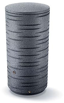 Regentonne Granitgrau Regenwassertank Savona 410 Liter aus UV- und witterungsbeständigem Material. Regenfass BZW. Regenwassertonne mit kindersicherem Deckel und hochwertigen Messinggewinde