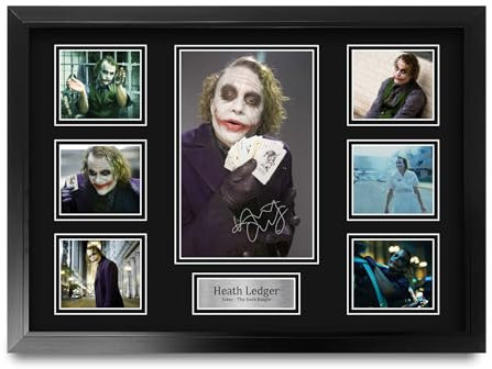 HWC Trading Heath Ledger Joker Geschenke Geducktes Signiertes Autogramm Fotodisplay für Fans von Film Memorabilien - A2 Gerahmt