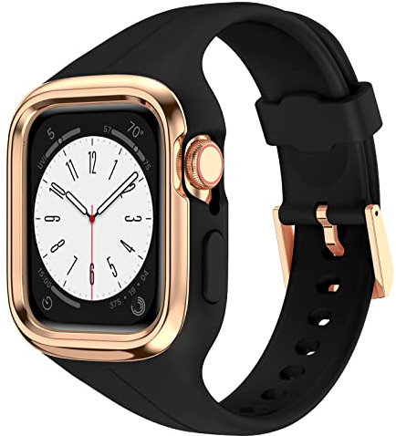 HAYONLIY Compatibile con Apple Watch Band 38 mm, 40 mm, 41 mm, con custodia, cinturino sportivo da donna con bordo in metallo robusto e cover in silicone per iWatch serie 9, 8, 7, 6, SE, 5, 4, 3, 2,