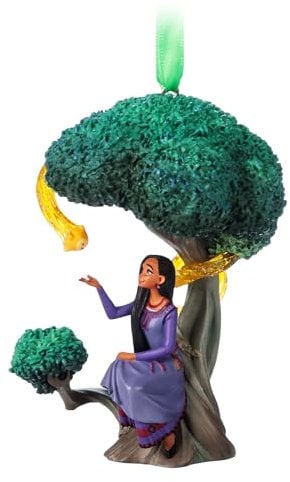 Disney Store Adorno Oficial para Cuaderno de bocetos de Deseos, ASHA y Estrella, decoración de árbol de Navidad, 10 cm, decoración Colgante de Temporada esculpida