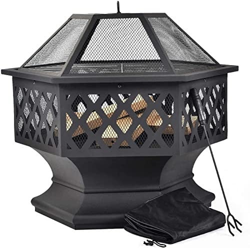 Garten-Feuerstelle, quadratische Feuerstellen-Tische mit 3-in-1-Feuerstelle aus Metall und Feuerschalen zum Grillen, Grill-Feuerstellen-Tisch im Freien für Terrassengrill