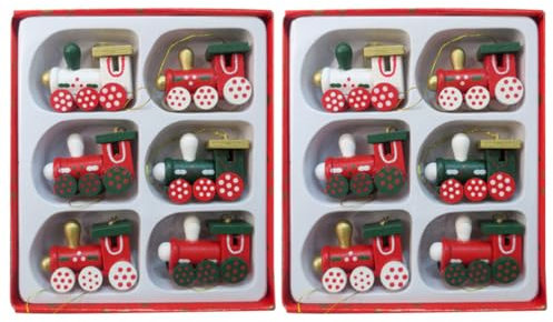 Garneck 12st Weihnachten Weihnachtsbaumdekoration Dekorativer Weihnachtszug Weihnachtszuganhänger Weihnachts-holzzug Gesetzt Weihnachtsbaumschmuck Züge Partybedarf Kind Hölzern Lokomotive