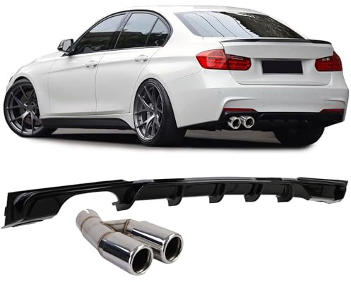 Heckdiffusor Glanz + Endrohr Doppelrohr Chrom passt für BMW F30 F31 316 318 320