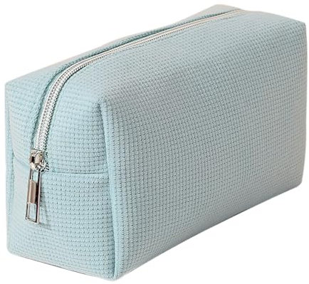 Kosmetiktasche für Damen Make Up Klein Tasche Beauty Bag Organizer Reise Makeup Tasche mit Metall Reißverschluss Personalisierte Klein Nylon Make Up Tasche mit Pinselfach für Unterwegs(Blau) (Blau)
