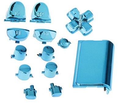 Boutons de manette PlayStation 4 de 4ème génération plaqués chrome bleu - Élégants et protecteurs [jeu vidéo]