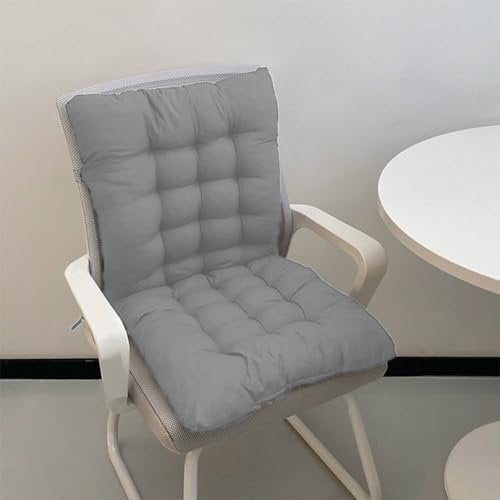 Dickes 8cm Stuhlkissen mit Rückenlehne, Sessel Kissen zurück Sitzkissen Pad,Baumwolle Sitzpolster für Garten Recliner Sofa Büro (80x40cm,Grau)