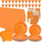 Orange Party Tableware Supplies - Serves 40, Orange Pastel Party Decoration Dinnerware includes Plates, Cups, Napkins, Banner, Tablecloth for Graduation Wedding Birthday Party (Orange + 40set)