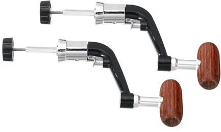 PATIKIL Ersatzteil für Angelrollen-Kurbel, 2er Pack Metallkurbelarm mit Holzgriff für Angelrollen-Zubehör, passend für Rollen der Serie 1000-4000 (65mm)