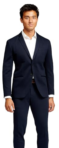 Performance Blazer Herren Navy Blau (Größe 52) – Stylischer Slim Fit Herren Stretch Sakko – Stretch Anzugjacke – Bequemer, praktischer Zwei Knopf Sakko für Business & Freizeit