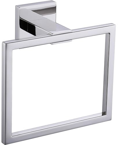 LANC Hand Towel Rings for Bathroom Wall Mount Chrome Polished Square Hand Towel Holder for Lavatory Bathroom Hardware Accessories Stainless Steel Modern Style Shower Towel Towel Racks Hanger, A8896CP