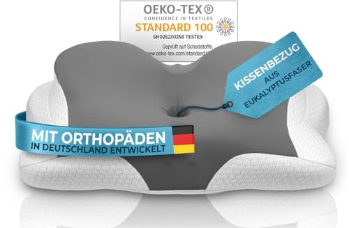 Glückstoff® Kissenbezug für Orthopädisches Kissen [mit Kühl- und Wärmeeffekt] aus Eukalyptusfaser (Lyocell) und Spandex | Weich & Kuschelig | Ersatzbezug | Ergo | Version: Allrounder