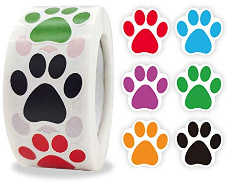 Lerpwige 500 Stück Pfotenabdruck-Aufkleber Hund für Katze, Aufkleber für Laptop, Belohnung, Lehrer, Schüler