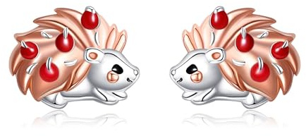 VONALA Igel Ohrstecker 925 Sterling Silber Igel-Ohrringe für Damen Niedlicher Tierschmuck für Igel-Liebhaber