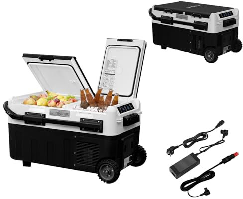 WOLTU Kompressor Kühlbox elektrisch, 30 L Dual Zone, -20 ℃ bis 20 ℃, mit App-Steuerung USB-Anschluss, Gefrierbox 12 V/24 V, Mini Kühlschrank Auto Lkw Boot Reisemobil Camping, mit Adapter für Kühlbox