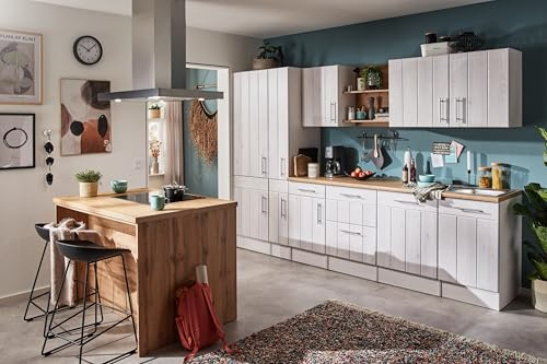 respekta Küche Küchenzeile Landhaus Inselküche Induktion Anton 310 cm