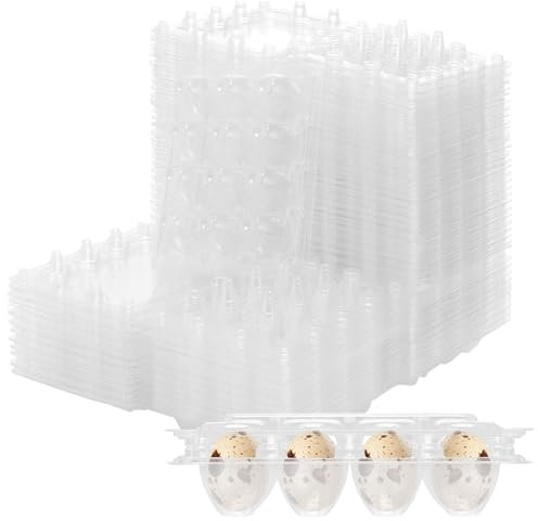 HEIYUET 80 Stück 12er Wachteleierschachteln Plastik, Transparente Wachteleier Verpackung Wachteleierbox Wachteleier Karton 12er, Wiederverwendbarer PVC Wachteleier Aufbewahrung Eierschachteln