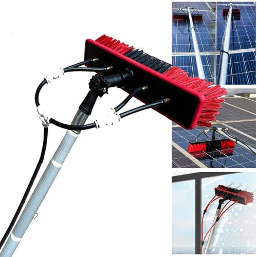 Dnowegas 20m Fensterreinigungsstange, wassergespeiste Teleskopbürste,ausziehbarer Reiniger Wintergartendach, Sonnenkollektoren,50cm Bürstenkopf waschstange pv anlage Reinigung