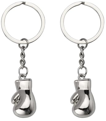 2er-Pack silberner Boxhandschuh-Schlüsselanhänger, Boxhandschuh-Schlüsselanhänger, Metall-Boxhandschuh-Schlüsselanhänger fürs Auto, Kampfsport-Schlüsselanhänger, Boxhandschuh-Anhänger aus Edelstahl