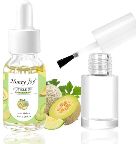 Cuticle Oil Scented Moisturizing Nail, Organic Rosehip Cuticle Remover Liquid, Ultra Nourishing Nail Care, Infused with Real Flowers for Nails & Nail Oil Cuticle, 0.5 fl. oz (15ml, Hami Melon)