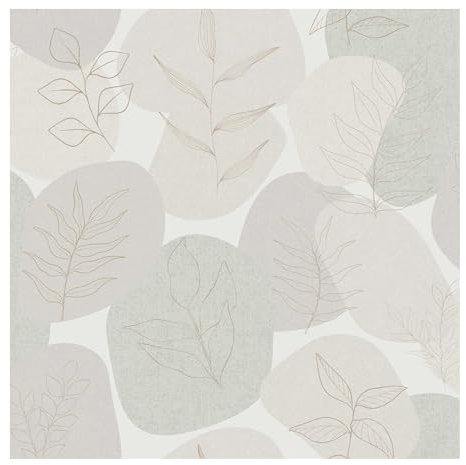 Fresco Reflection Sage Leaf Wallpaper - Paste The Paper - Green/Beige Wallpaper - Contemporary Organic Natural Hue Leaf Design - Perfect for Most Rooms - Feature or 4 Wall Design