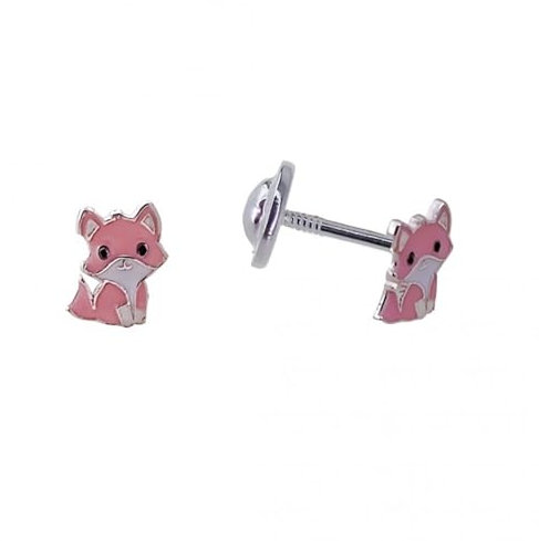 MINOPLATA Boucles d'oreilles pour enfant renard en argent sterling 925 avec fermoir à vis de sécurité, Pequeños, Argent sterling, Pas de gemme