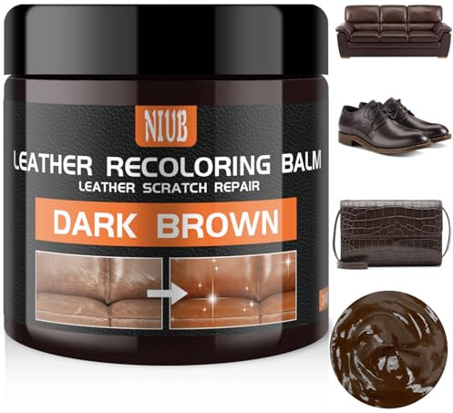 NIUB Cuero Líquido Reparador, Reparador Cuero Marrón Oscuro, Líquido Restaurador del Color del Cuero de Gran Capacidad de 240 g para Sofás, Asientos de Coche, Zapatos, Abrigos, Reparación de Arañazos