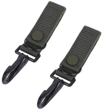 Molle Gurtclips, 2 Stück Taktischer Karabinerhaken aus Nylon, Gürtel Karabiner mit Klettverschluss und Knopf für Gürtel mit Einer Breite von Bis zu 6cm