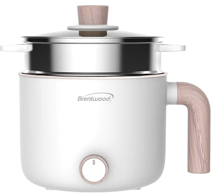 Brentwood Multi-Function Electric Hot Pot Cooker and Food Steamer with Ceramic Non-Stick Ceramic Coating (HPS-3172W)