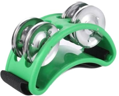 LeeQinersw Pandereta de pie 4 campanas Pandereta Zapato Panderetas Shaker Tambor de pie para ukelele, Verde