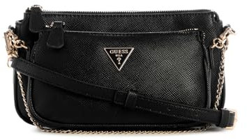 GUESS Damen Noelle Ii Double Pouch Crossbody Umhängetasche, Schwarz