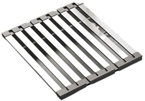 pobowlgarls Kitchen Sink Drain Rack Large Folding Stainless Steel Foldable Over Sink Organizer for Kitchen Sink Bowl and Dish Storage Rack (15.7 * 12.8in)