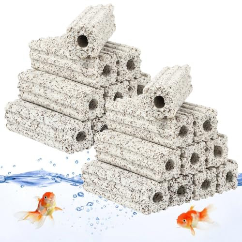 20 Stück Keramik-Aquarium-Bio-Filter-Medien-Blöcke, 16,3 cm, ideal für Sumpf-, Kanister- und Teichfilter, dichtes Loch-Design für effiziente Filtration