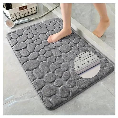 DAVANSU® Super Alfombrilla Baño Antideslizante 40x60 cm | Alfombra de Ducha de Microfibra Viscoelástica Lavable | Alta Absorción y Secado Rápido | Suave y Segura Ducha, Bañera y Suelo Húmedo (Gris)