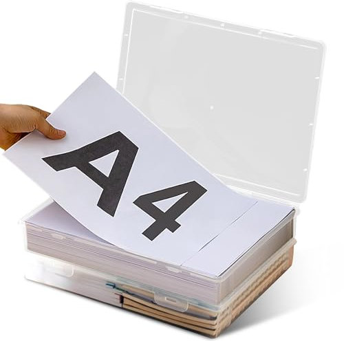 Zamety Kunststoffbox mit Deckel, 2 Stk A4 Plastikbox mit Deckel Transparent, Mehrzweck Aufbewahrungsbox, Tragbare Archivbox für Papier Schreibwaren Kosmetika Werkzeugteile