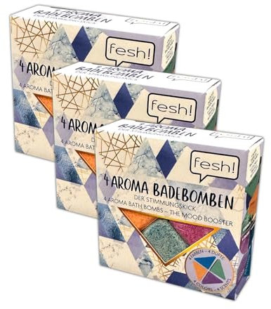 3 Packungen Dreieck Aroma Badebomben Badekugeln (je 4x40g) 4 Düfte & Farben Badezusatz
