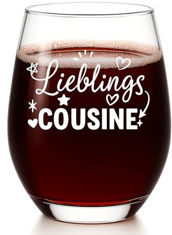 Diztoud Cousine Geschenk, Weinglas mit Spruch Lieblingscousine, Personalisierte Geschenke für Beste Cousine, Schwester, Geschwister, Cousinen Geschenke zu Weihnachten, Geburtstag, 550ml Weingläser
