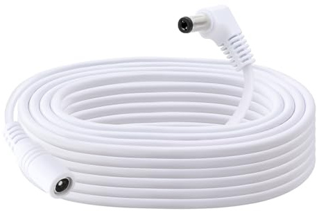 KUOQIY 4m 5.5x2.1 mm 24V 12V DC Power Verlängerungskabel, Rechter Winkel Männlich Weiblich Verlängerung Kabel Netzkabel Verbinder 22AWG, für Sicherheitskameras, Weiß