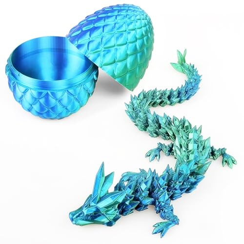 13cm Drachenei + 30cm Kristall-Drache in Türkis - Fidget Spielzeug für Kinder ab 4 Jahren, Geburtstagsgeschenk, Drachenliebhaber, Stressabbau, Sensorisches Spielzeug,Kleine Geschenke für Kinder