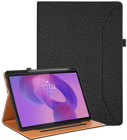 Vakarey pour Lenovo Idea Tab Plus Coque avec Porte-Stylo Antichoc Housse Étui pour Lenovo Idea Tab Plus 12.1 Pouces TB361FU,Noir