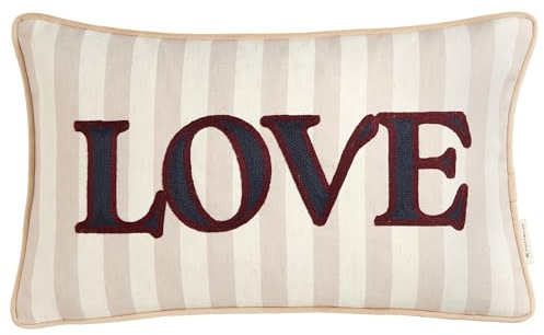 TOM TAILOR Weihnachtskissen rot – Kissenbezug Weihnachten – Love – Strick & Velvet – Leinenmischgewebe – Deko Kissenhülle 30x50cm kuschelig, weich, für Sofa & als Geschenkidee