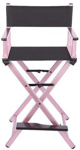 WENNEWU Tragbarer Regiestuhl, Schminkstuhl, Aluminium-Klappstuhl, Tragfähigkeit: 150 kg, 5 Farboptionen, für Zuhause und Studio,Rosa