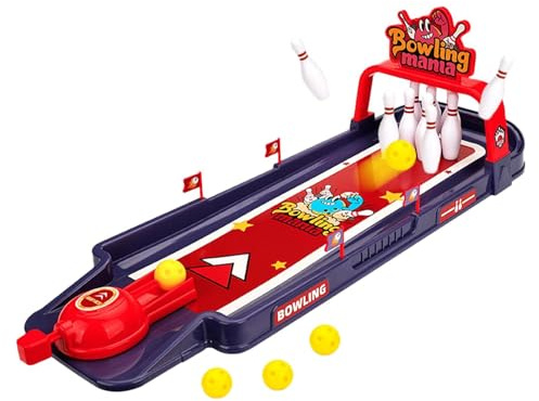 Mini Bowling Set, Tabletop Bowlings Toy, Portable Tabletop Games Pins And Ball, Team Board Game, Tabletop Training Family Party Games for Kids Adults Office Home School Birthday Party